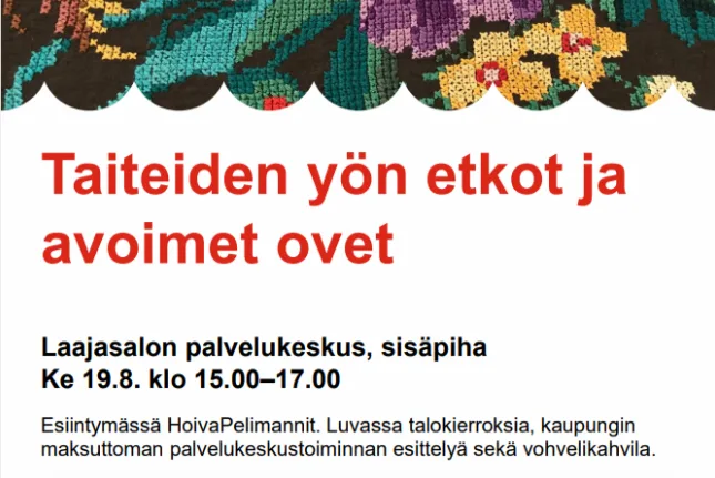 Taiteiden yön etkot ja avoimet ovet