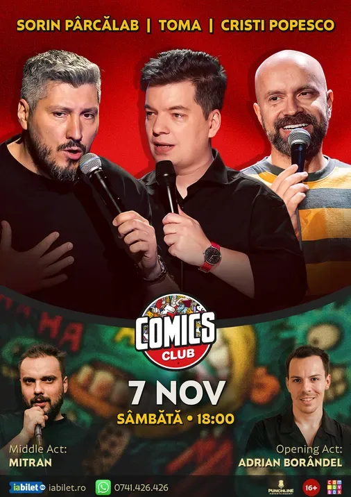 Stand-up cu Cristi Popesco, Toma, Sorin Pârcălab și Mitran la ComicsClub!