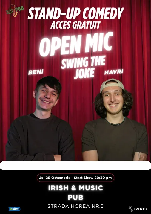 Cluj-Napoca: Open Mic special "Swing the joke" cu Beni și Havri