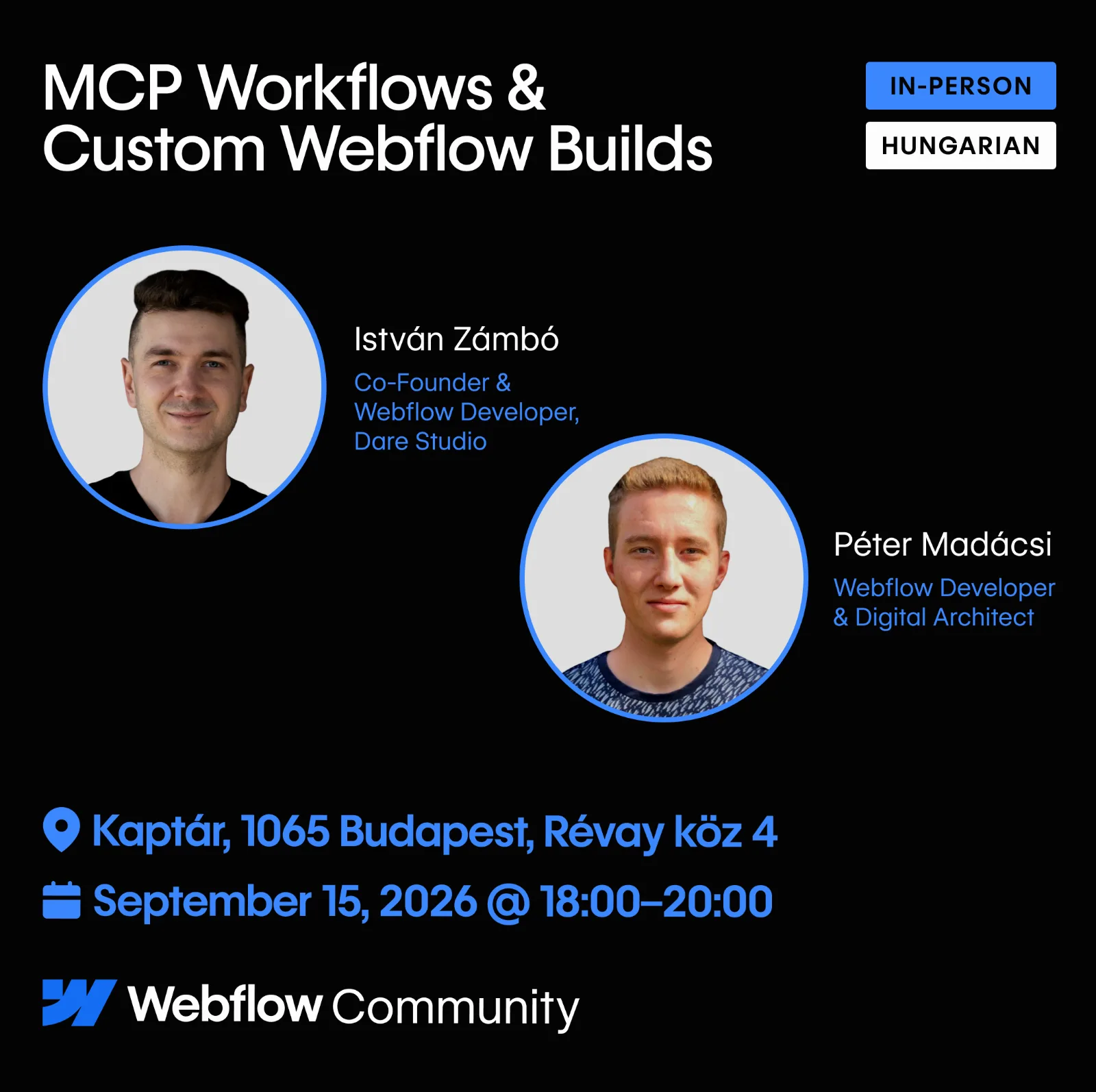 Budapest Webflow Meetup #2: MCP Workflows & Custom Webflow Builds