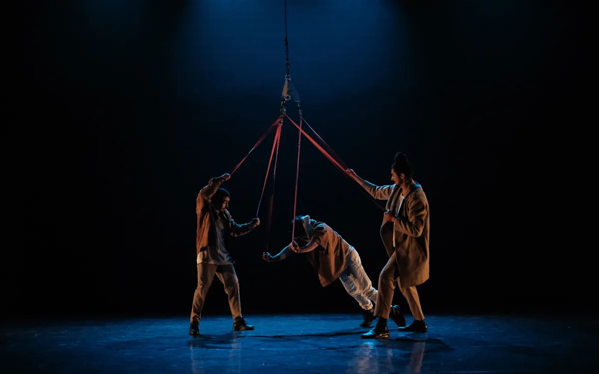 Un spectacle de sangles aériennes sous chapiteau