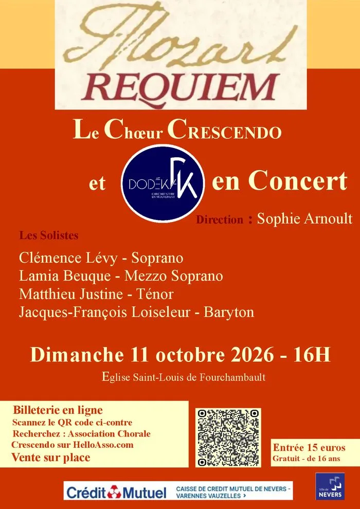 Requiem de Mozart:  Le Chœur CRESCENDO et l'ensemble DODEKA en concert