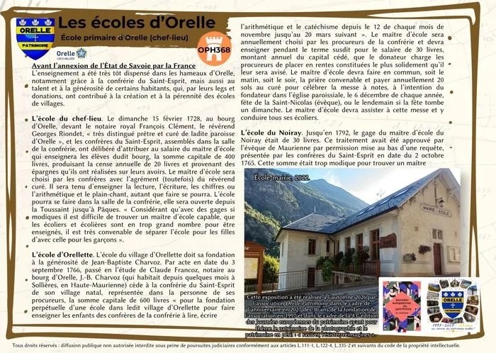 Les écoles d'Orelle autrefois