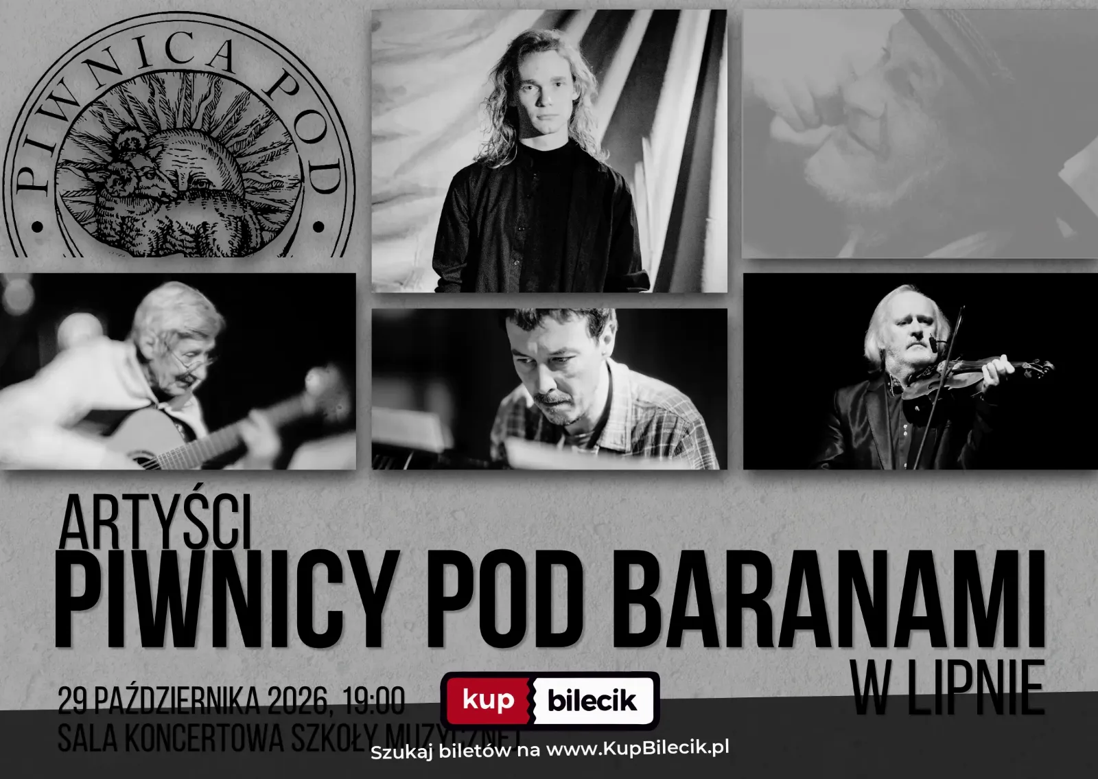 Artyści Piwnicy pod Baranami - Michał Kamiński, Michał Półtorak, Jerzy Wysocki, Paweł Pierzchała
