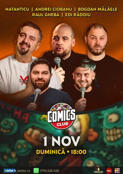 Stand-up cu Natanticu, Andrei Ciobanu, Raul Gheba, Bogdan Mălăele și Edi Rădoiu la ComicsClub!