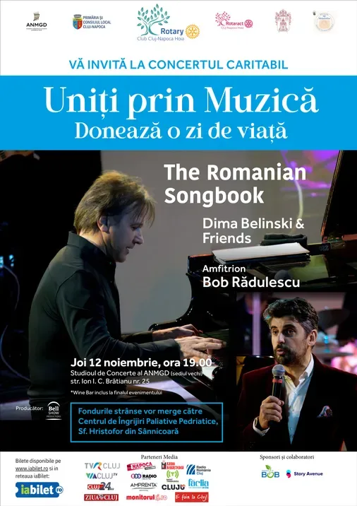 Cluj-Napoca: Concert Caritabil, Dima Belinski & Friends – The Romanian SongBook - Amfitrion: Bob Radulescu