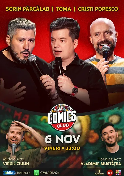 Stand-up cu Cristi Popesco, Toma, Sorin Pârcălab și Virgil la ComicsClub!